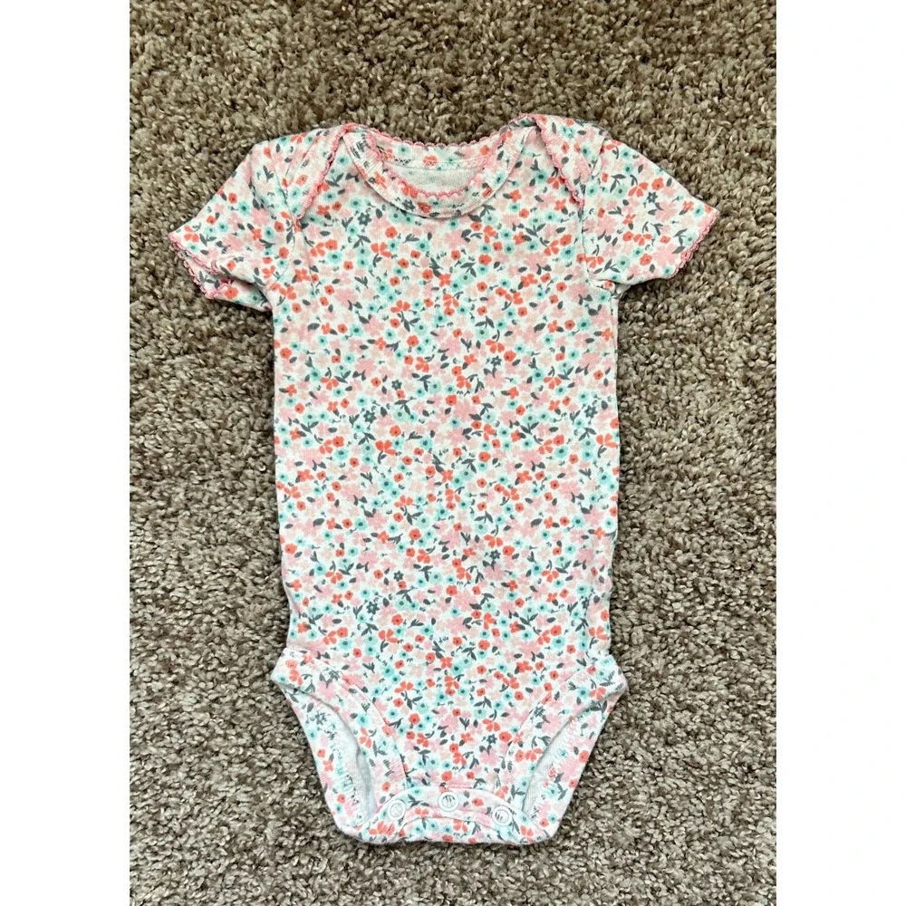 Carters Just One‎ You Baby Girls Short Sleeve Floral Hummingbird Bodysuit 3-Pack